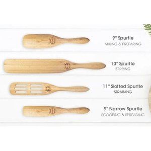 Bamboo Spurtle 4pc Set Crate Collective Wooden Cooking Utensil Kitchen Tools NIB